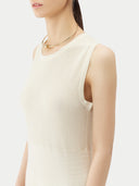 White sleeveless dress on a white background #color_cream-white