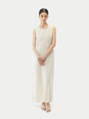 White sleeveless dress on a white background #color_cream-white