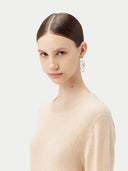 Women's Cashmere Basic Crew Neck Sweater Beige - Gobi Cashmere