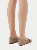 Pair of beige shoes with brown straps on a light gray background #color_nougat-brown