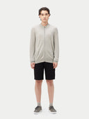 Gray zip-up cashmere sweatshirt on a white background. #color_steel-silver