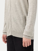 Gray zip-up cashmere sweatshirt on a white background. #color_steel-silver