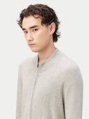 Gray zip-up cashmere sweatshirt on a white background. #color_steel-silver