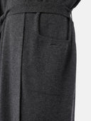 Men's Cashmere Robe Charcoal  worn by model, detail view on white background
