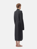 Men's Cashmere Robe Charcoal  worn by model, back view on white background
