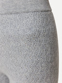 Women's Wide-Leg Ajour Knit Cashmere Pants High Rise worn by model, front view on white background