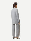 Women's Wide-Leg Ajour Knit Cashmere Pants High Rise worn by model, back view on white background