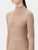 Beige ribbed cashmere sweater on a light beige background #color_taupe-brown