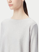 A light gray long-sleeve crewneck sweater displayed flat against a light gray background. #color_warm-light