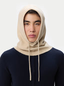 Cashmere Balaclava Beige worn by model, front view on white background #color_beige