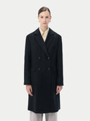 Black cashmere coat on a light gray background #color_black