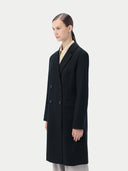 Black cashmere coat on a light gray background #color_black