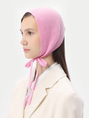Women's Cashmere Mohair Bonnet Pink Frosting worn by model, side view on white background #color_frost-pink