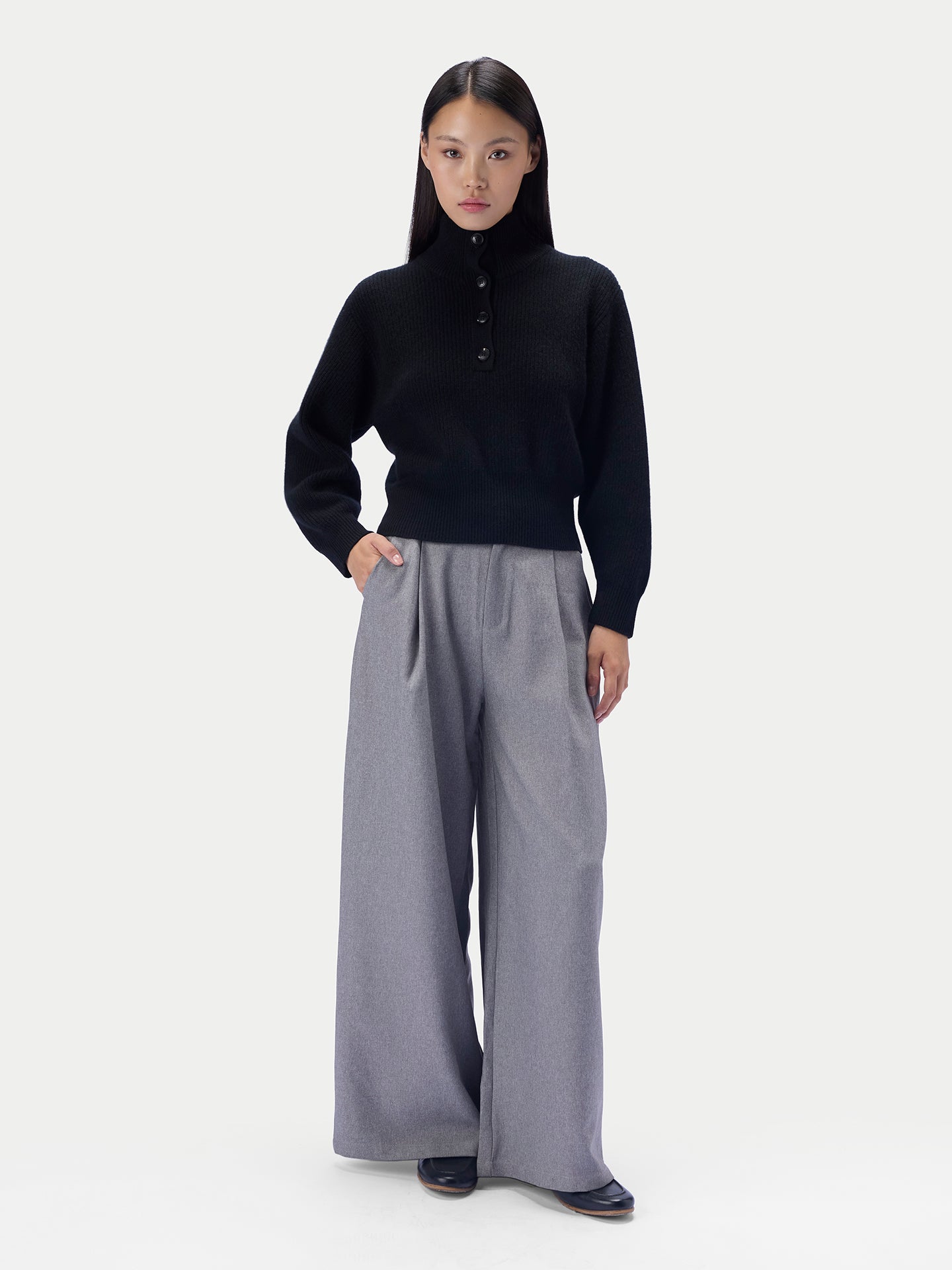 レディース 4つボタン カシミヤセーター | GOBI Cashmere