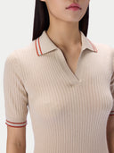 Cashmere Silk Rib-Knit Polo Sweater