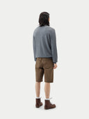 Men's  Dim Gray Half-Zip Cashmere Sweater worn by model, back view on white background