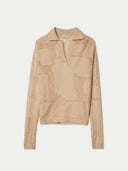 Beige knitted cashmere sweater on a light beige background #color_beige