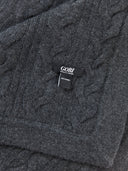 Unisex Cashmere Cable Knit Blanket Charcoal detail view 