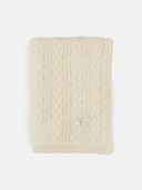 Unisex Cashmere Cable Knit Blanket Off White - Gobi Cashmere