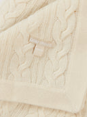 Unisex Cashmere Cable Knit Blanket Off White - Gobi Cashmere