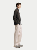 Men's Twо-Tone Full-Zip Cashmere Cardigan Charcoal worn by model, side view on white background