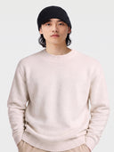 Model wearing the Ribbed Chunky Beanie in Black, front view