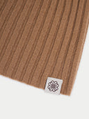 Unisex Cashmere Rib Knit Hat Almond  detail view on white background