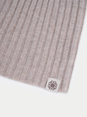Unisex Cashmere Rib Knit Hat Oxford Tan detail view on white background