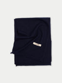 Cashmere Jersey Knit scarf Navy detail view on white background