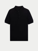 Men Classic Polo Shirt with Short Sleeve Black   detail view on white background