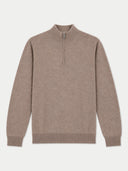 Flat lay of the Cashmere Lightweight Crewneck Sweater in Taupe.