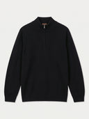 The Seamless Cashmere Lightweight Crewneck Sweater in Black, flat lay front view