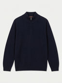 The Seamless Cashmere Lightweight Crewneck Sweater in Navy, flat lay front view