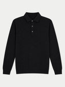 Flat lay of the Cashmere Classic Polo Sweater in Black.