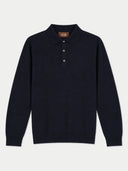 Flat lay of the Cashmere Classic Polo Sweater in Navy.