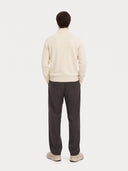 Cashmere Full-Zip Cardigan in white, worn by a model