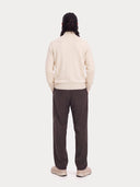 Cashmere Full-Zip Cardigan in white, worn by a model