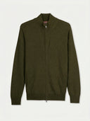 Cashmere Full-Zip Cardigan in avocado, flat lay front view