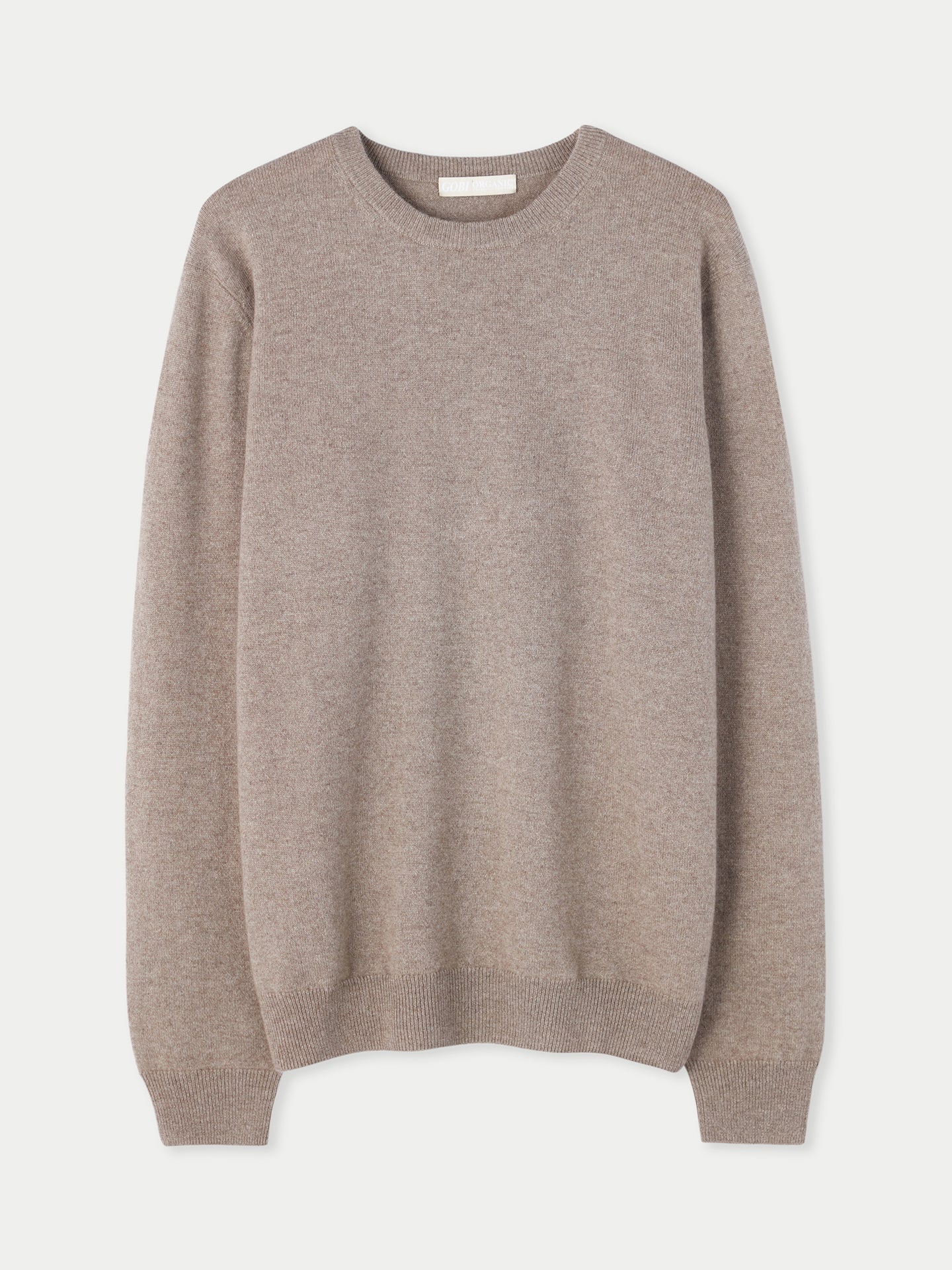 Taupe Organic Cashmere Crew Neck Sweater for Men