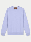 Flat lay of the Cashmere Fine Crewneck Sweater in Classic Blue.