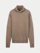 Men's Cashmere Turtleneck Taupe detail view on white background