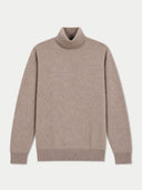 Flat lay of the Cashmere Turtleneck Sweater in Taupe.