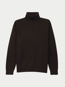 The Seamless Cashmere Turtleneck Sweater in Olive Brown, flat lay front view