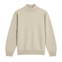 A white cashmere mock neck sweater