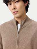 Cardigan essenziale full-zip in cashmere colore organico