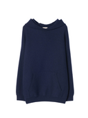 Unisex Cashmere Sweatshirt in ink blue, featuring a hood and relaxed fit for everyday comfort.