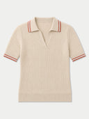 Cashmere Silk Rib-Knit Polo Sweater