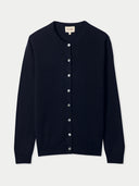 Women's Pure Cashmere Crew Neck Cardigan Navy Blazer | Gobi Cashmere