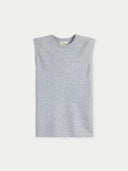 Light gray sleeveless top on a white background.