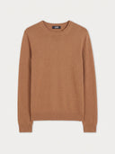 Cashmere Hat & Sweater Set in Leather Brown, flat lay of the round-neck sweater